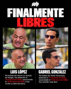 Tribunal absuelve a los periodistas Luis López y Gabriel González y otorga libertad plena