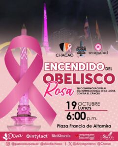 El Obelisco de Altamira se viste de rosa por la detección temprana del cáncer de mama