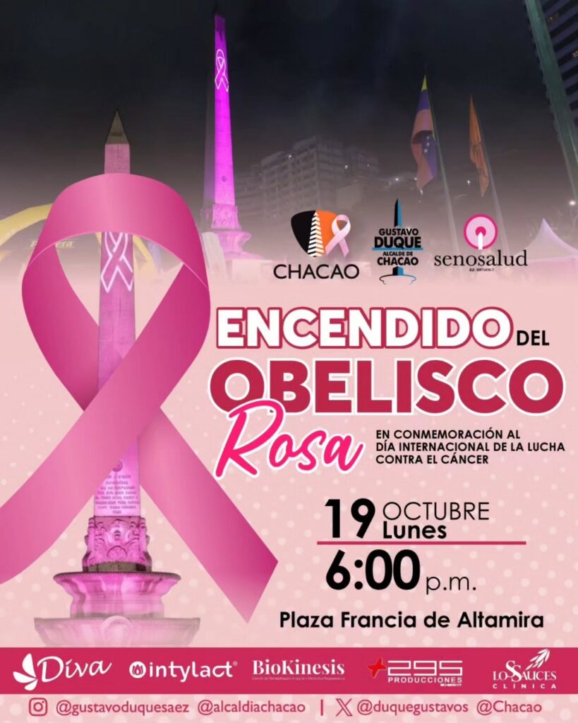 El Obelisco de Altamira se viste de rosa por la detección temprana del cáncer de mama